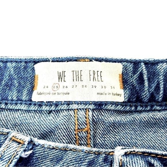 We The Free Breezy A Line Distressed Button Fly Denim Skirt Size 25 - Picture 7 of 9